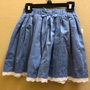 NWT crown & Ivy girls chambray and lace skirt